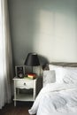 Bedroom decoration with bedside and lamp