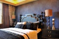 Bedroom deep blue decoration in noble style