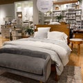 A bedroom  display at a West Elm Midcentury Modern furniture store in Orlando, Florida Royalty Free Stock Photo