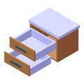 Bedroom drawer icon isometric vector. Furniture manufacture