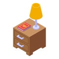 Bedroom drawer icon isometric vector. Interior bed room