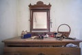 bedroom dresser with mirror in abandoned house