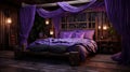 Exotic Zbrush-inspired Bed Scene With Purple Drapes And Natural Materials
