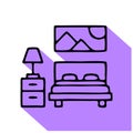 Bedroom flat line icon. Apartment furniture sign Royalty Free Stock Photo