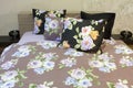 Bedroom with floral bedlinen