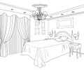 Bedroom furniture. Editable illustration. Hous design. Royalty Free Stock Photo