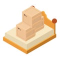 Bedroom furniture icon isometric vector. Several closed parcel box on bed icon