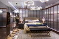 Bedroom furniture in luxury hotel houseroom