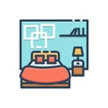 Color illustration icon for Bedroom, dorm and dormer