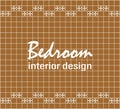 Bedroom interior design. Text on square tiles. Orange square tiles with decor. Royalty Free Stock Photo