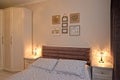 A bedroom interior with l ighting. Scandinavian style Royalty Free Stock Photo