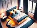 Bedroom Interior of a Modern Upper-class House 3D Illustrated