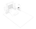 Bedroom interior outline. Plan for placing furniture in the bedrooms. Isometric view. Vector illustration