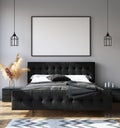 Bedroom Interior With Poster Mockup, Modern Style