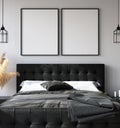Bedroom Interior With Poster Mockup, Modern Style