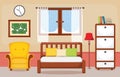 Bedroom Interior Sleeping Room Flat Design Illustration Royalty Free Stock Photo