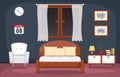 Bedroom Interior Sleeping Room Flat Design Illustration Royalty Free Stock Photo