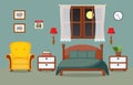 Bedroom Interior Sleeping Room Flat Design Illustration Royalty Free Stock Photo