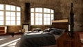 Bedroom Interior Studio 3D Illustration Photorealistic Rendering