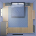 Bedroom interior top view, modern 3d home or hotel Royalty Free Stock Photo