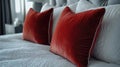 Two Red Pillows on White Bed Royalty Free Stock Photo
