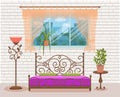 Bedroom interior vector. Colorful illustration