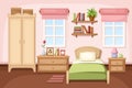 Bedroom interior. Vector illustration. Royalty Free Stock Photo