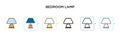 Bedroom lamp vector icon in 6 different modern styles. Black, two colored bedroom lamp icons designed in filled, outline, line and Royalty Free Stock Photo