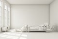 bedroom and living area in hotel or apartment in modern loft style Royalty Free Stock Photo