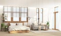 Bedroom and living area in modern Royalty Free Stock Photo