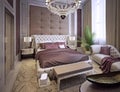 Bedroom in a luxurious classic style