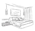 Bedroom modern interior sketch