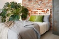 Bedroom with monstera Royalty Free Stock Photo