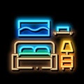 Bedroom neon glow icon illustration