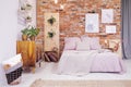 Bedroom with OSB decoration Royalty Free Stock Photo