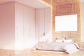 Bedroom with picture, ligth wood, side, toned Royalty Free Stock Photo