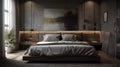 Bedroom with a platform bed with a low profile