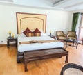 Bedroom in resort hotel Royalty Free Stock Photo