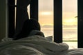 Bedroom and sea view women morning sun