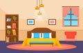 Bedroom Sleeping Room Bed Interior Design Modern House Illustration