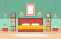 Bedroom Sleeping Room Bed Interior Design Modern House Illustration