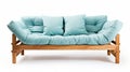 Minimalist White Sofa With Blue Cushions In Dreamlike Hues