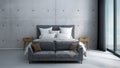 The bedroom and sofa interior design and concrete wall background Royalty Free Stock Photo