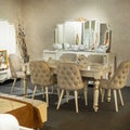 Bedroom table and furniture dressing table mirror close up