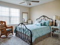 Bedroom in Teal Blue, Cream and Beige Hues