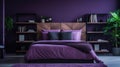 Bedroom violet interior design for inspiration and ideas. Plants Royalty Free Stock Photo