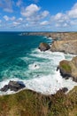 Bedruthan Steps Cornwall England UK Cornish north coast near Newquay on a beautiful sunny blue sky day Royalty Free Stock Photo