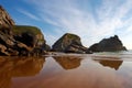 Bedruthan Steps Cornwall Rock Formations Royalty Free Stock Photo