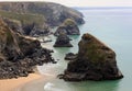 Bedruthan Steps at High Tide Royalty Free Stock Photo