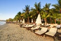Beds on the beach in huahin, Thailand Royalty Free Stock Photo